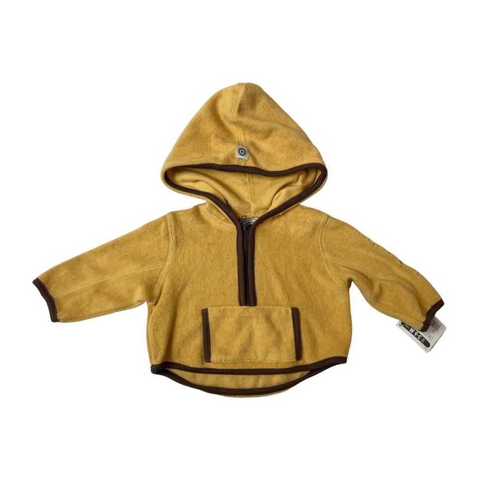 Lullaby Club Infant Yellow Hoodie Jacket With Brown Trim Size 3-6M- New